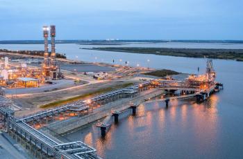 Cameron LNG liquefaction terminal next to Lake Charles in the state of Louisiana in the United States.